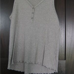 American Eagle Outfitters Gray Ribbed Asymmetrical Tank Top